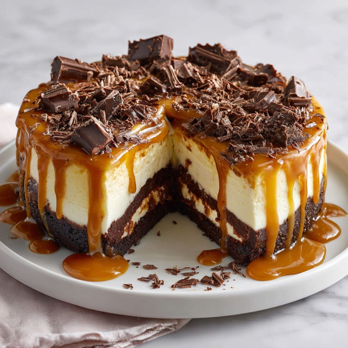 Decadent Caramel Brownie Cheesecake